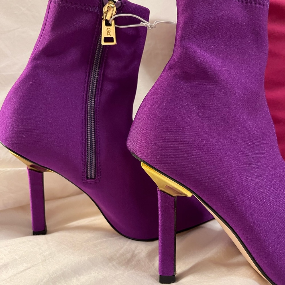 New Good American GA118N-X Purple Neoprene Zip Booties Size 6.5